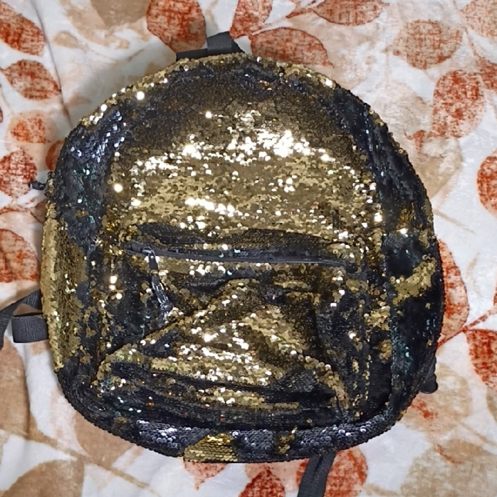Gold and‎ Black Sequin Backpack